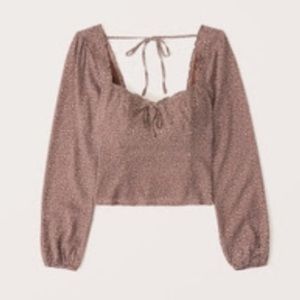 Abercrombie long sleeve sweetheart top blouse brown